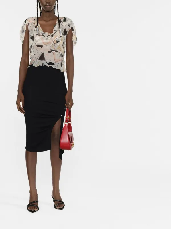 FENDI abstract print Silk Blouse Neutrals FARFETCH IE