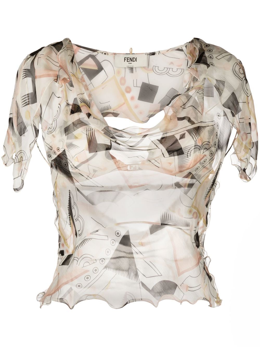 abstract-print silk blouse