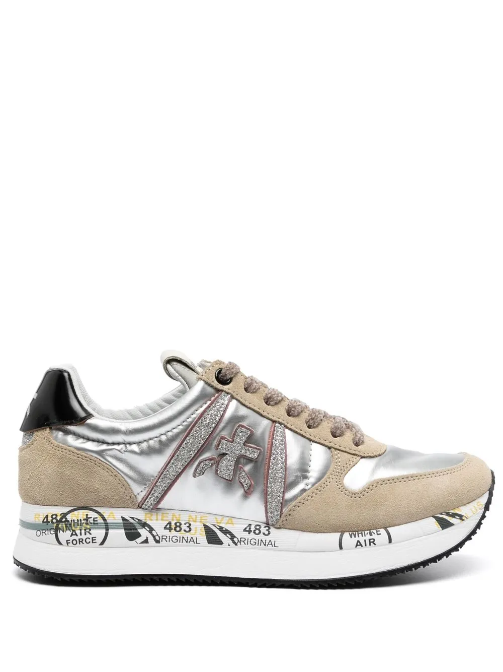 

Premiata tenis bajos con plataforma - Plateado