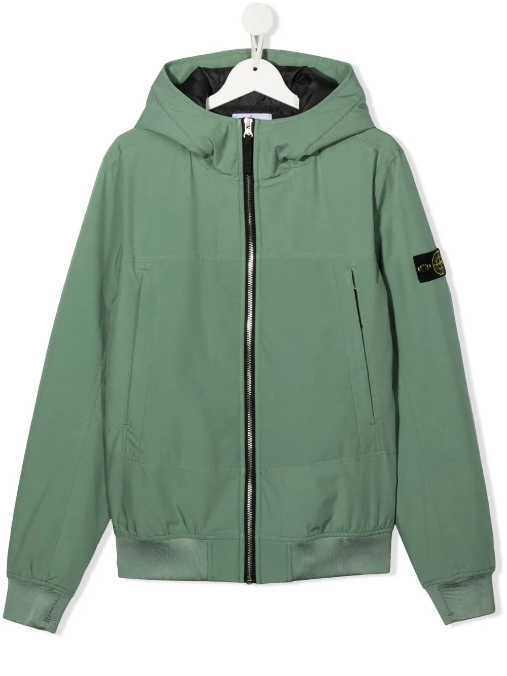 

Stone Island Junior hoodie con parche del logo y cierre - Verde