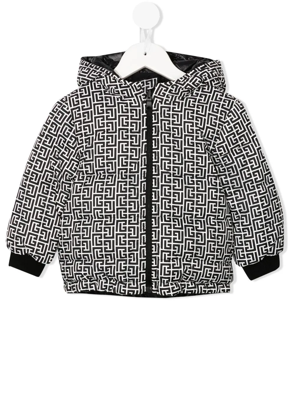 

Balmain Kids monogram-print padded jacket - Black