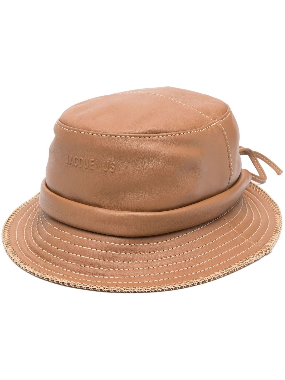 

Jacquemus tie-fastening detail leather buckethat - Brown