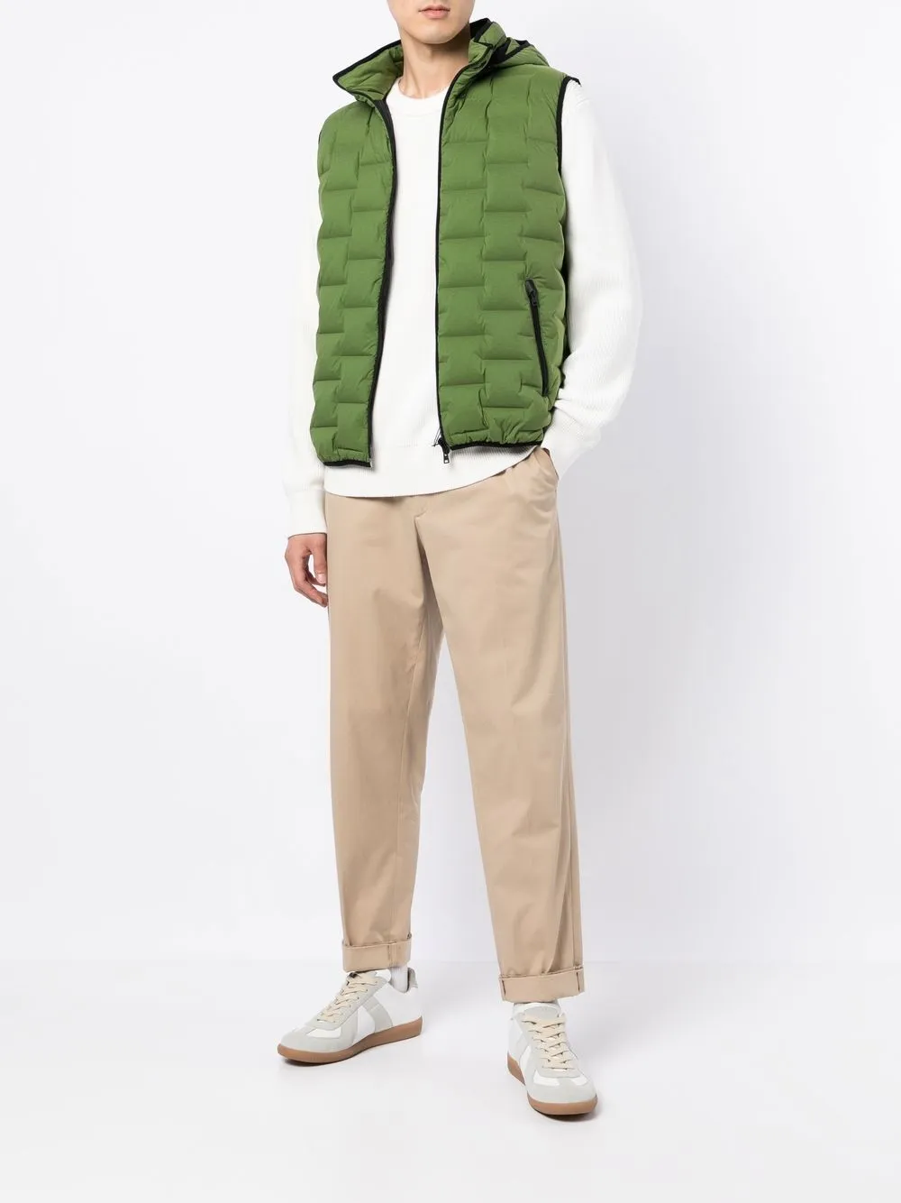 Herno Bodywarmer met afneembare capuchon Groen