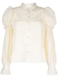 Renli Su textured puff-sleeve blouse - White