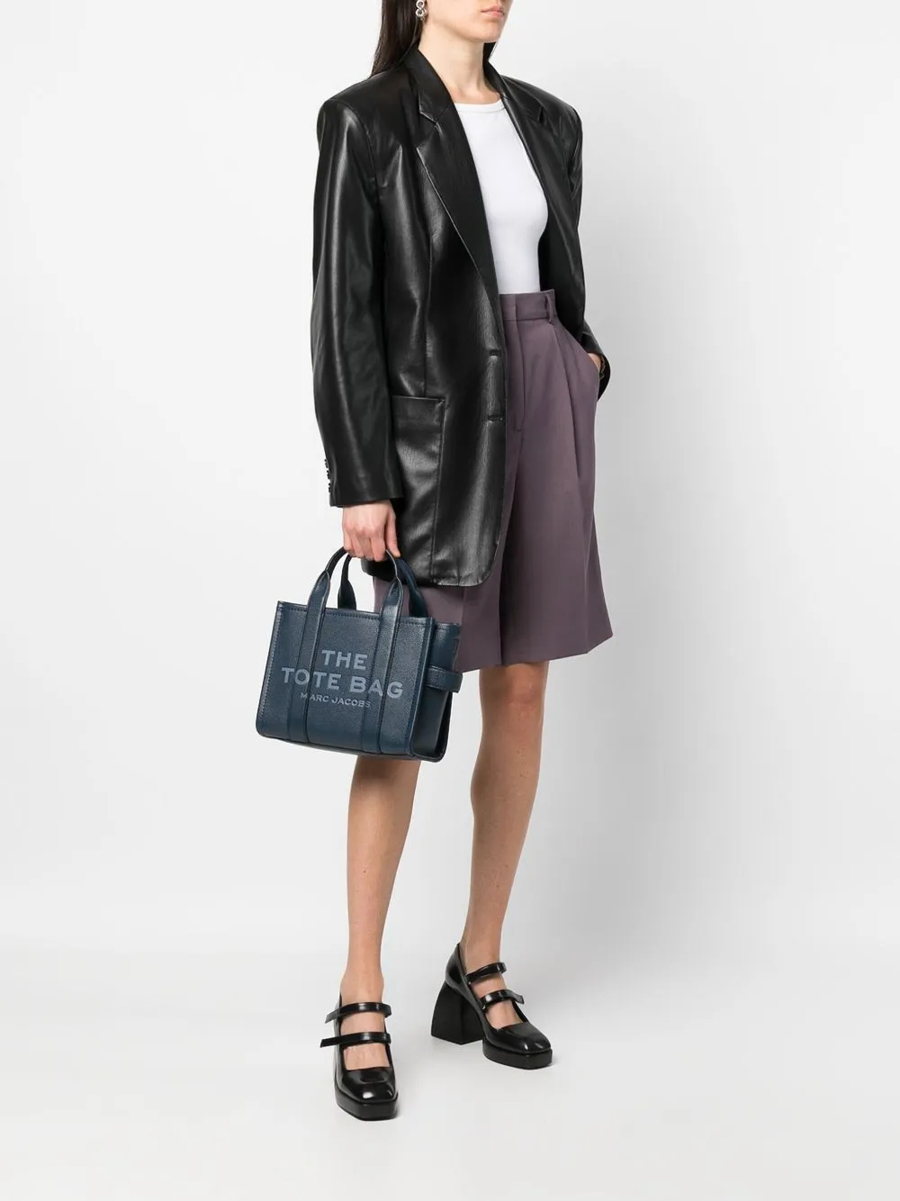 Marc Jacobs The Leather Tote kleine shopper - Blauw