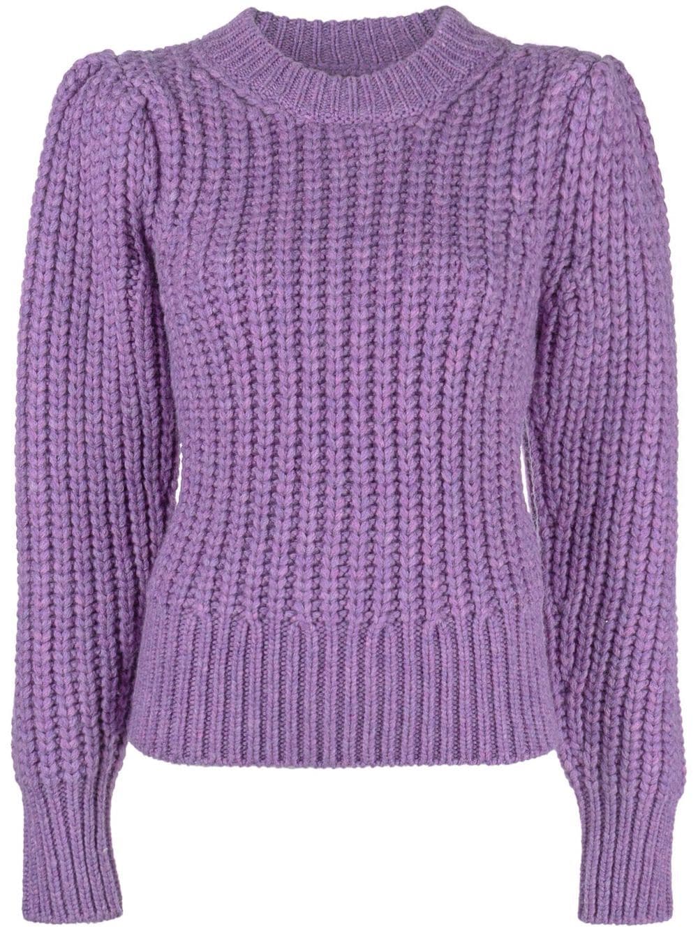 puff-sleeve knitted jumper