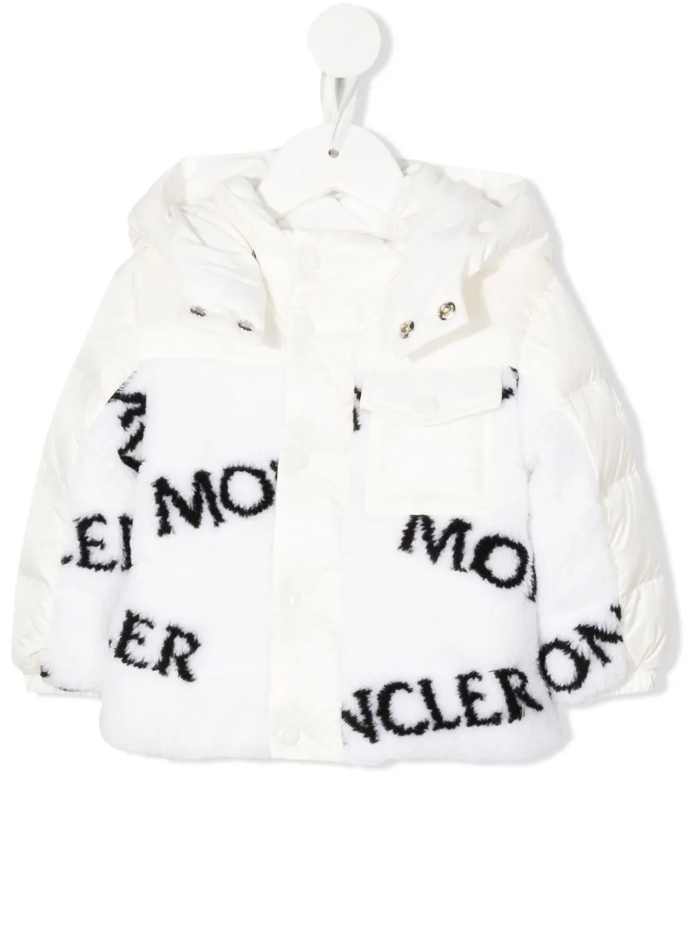 

Moncler Enfant abrigo capitonado con logo - Blanco