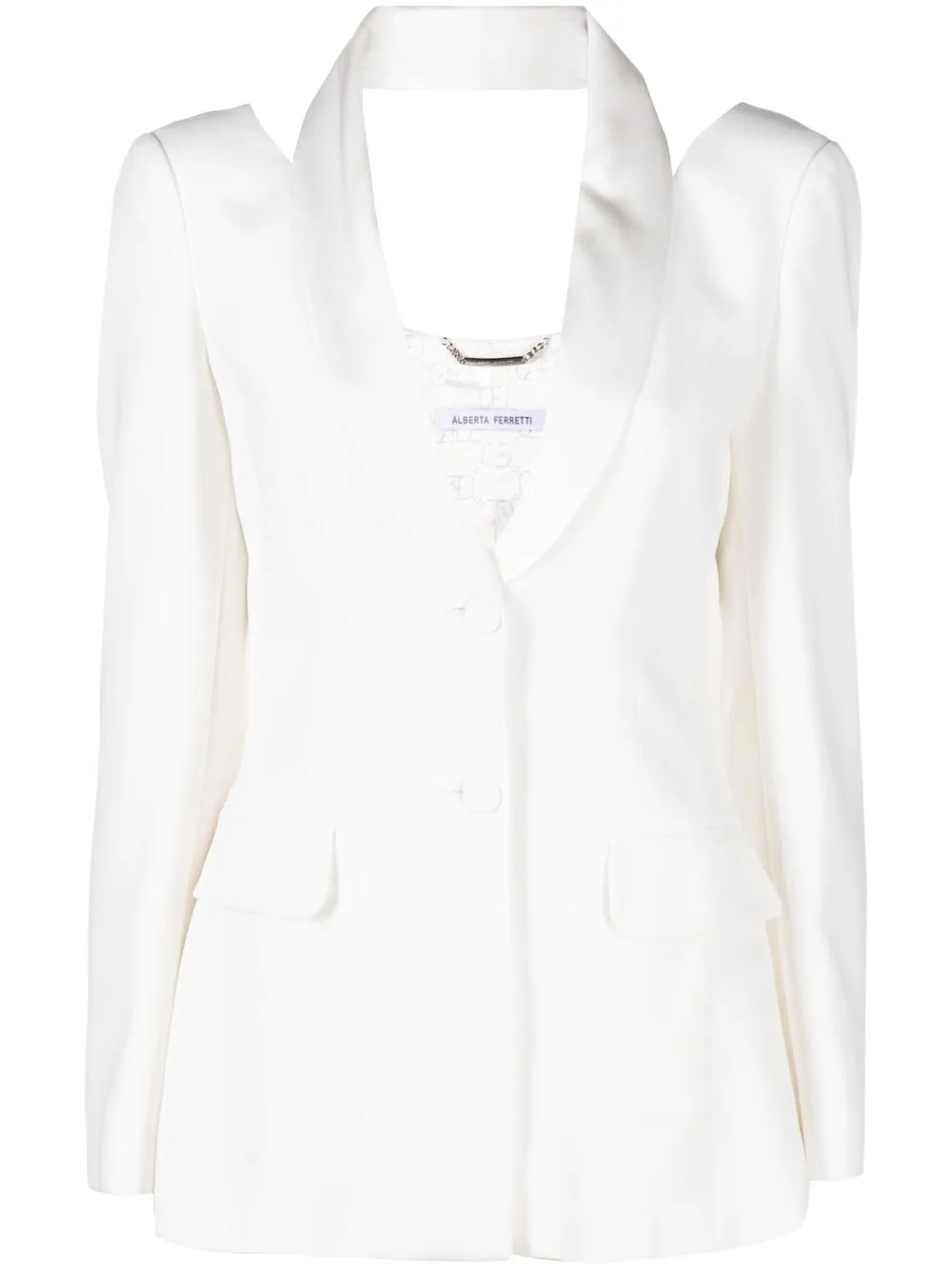 

Alberta Ferretti blazer con hombros descubiertos - Blanco