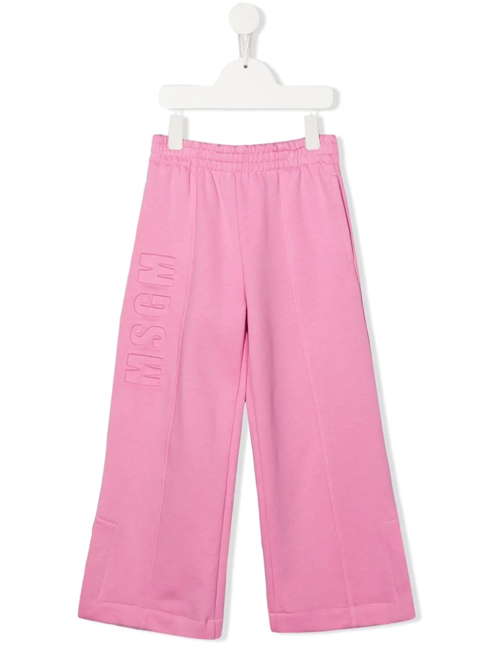 

MSGM Kids pants anchos con logo bordado - Rosado