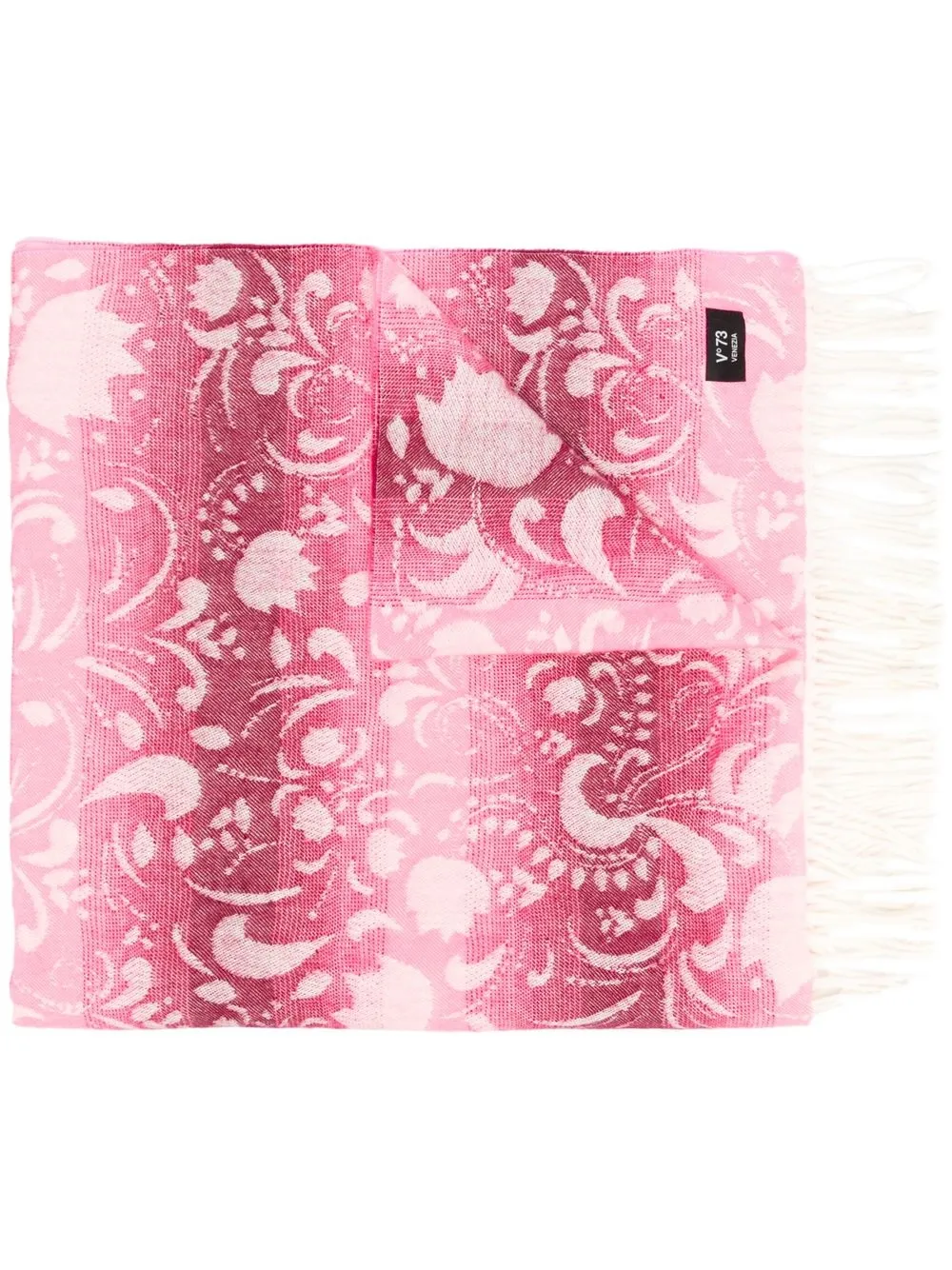 

V°73 floral fringed scarf - Pink