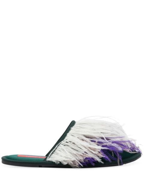 La DoubleJ feather-detail slippers