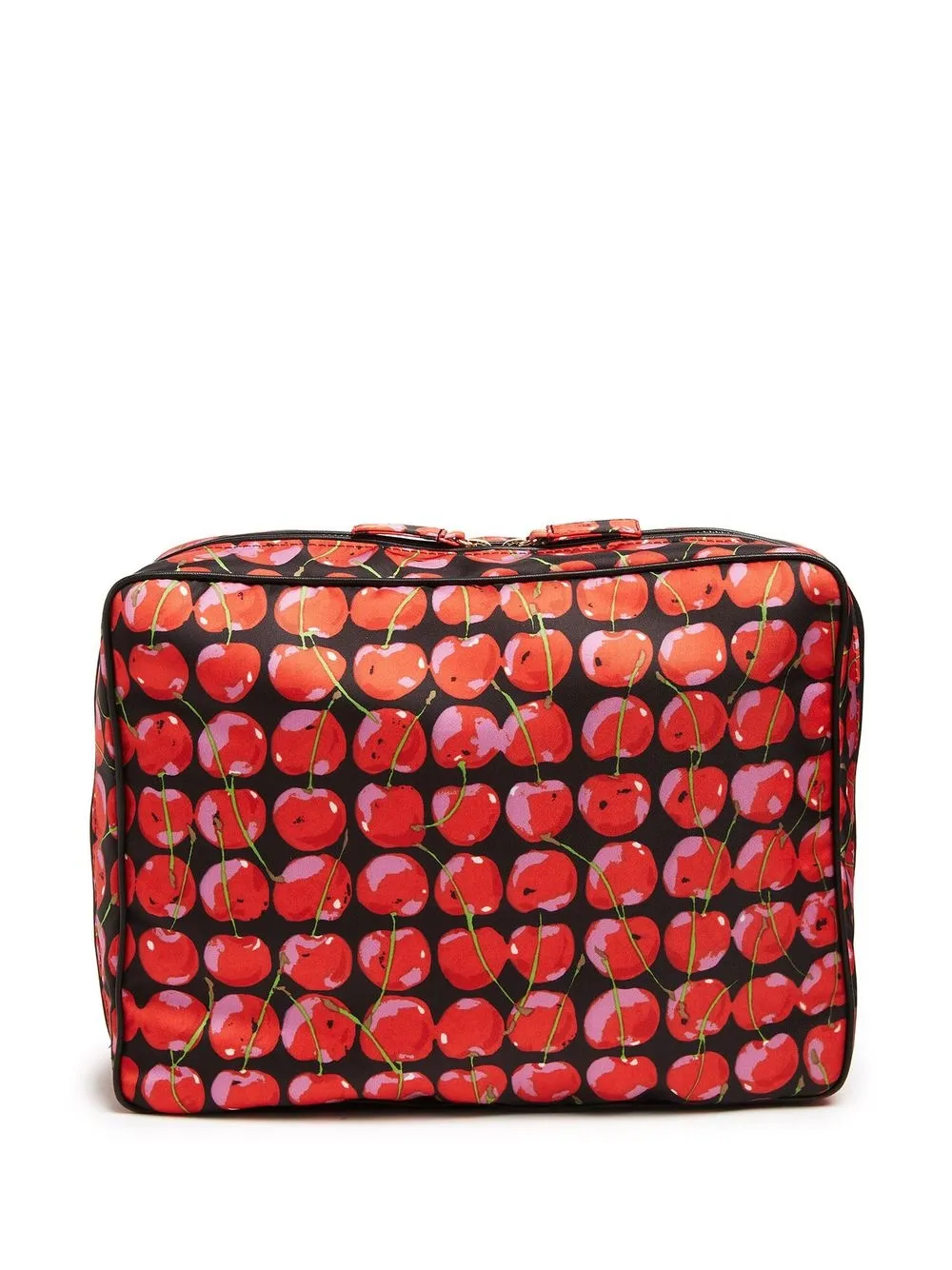 

La DoubleJ cherry print zipped makeup bag - Blue