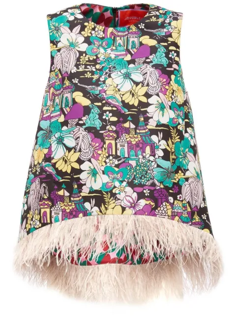 La DoubleJ La Scala feather-trim jacquard top