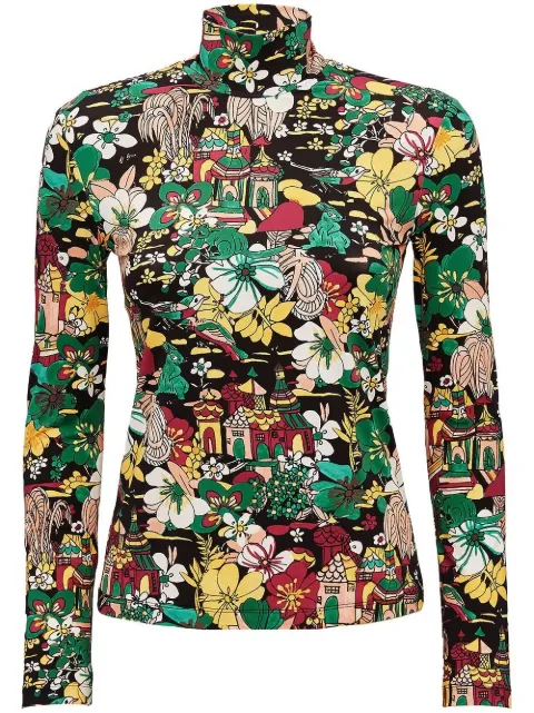 La DoubleJ suéter con cuello de tortuga y estampado floral