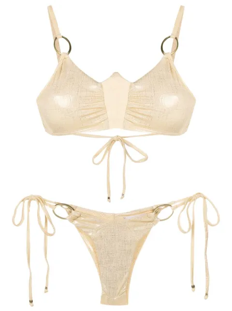 Amir Slama metallic-effect tie-fastened bikini