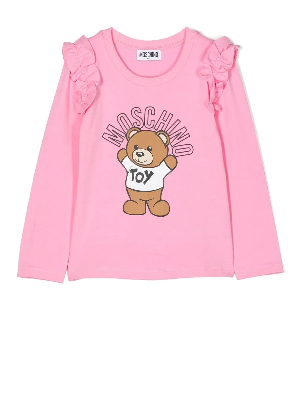 

Moschino Kids top manga larga con logo estampado - Rosado