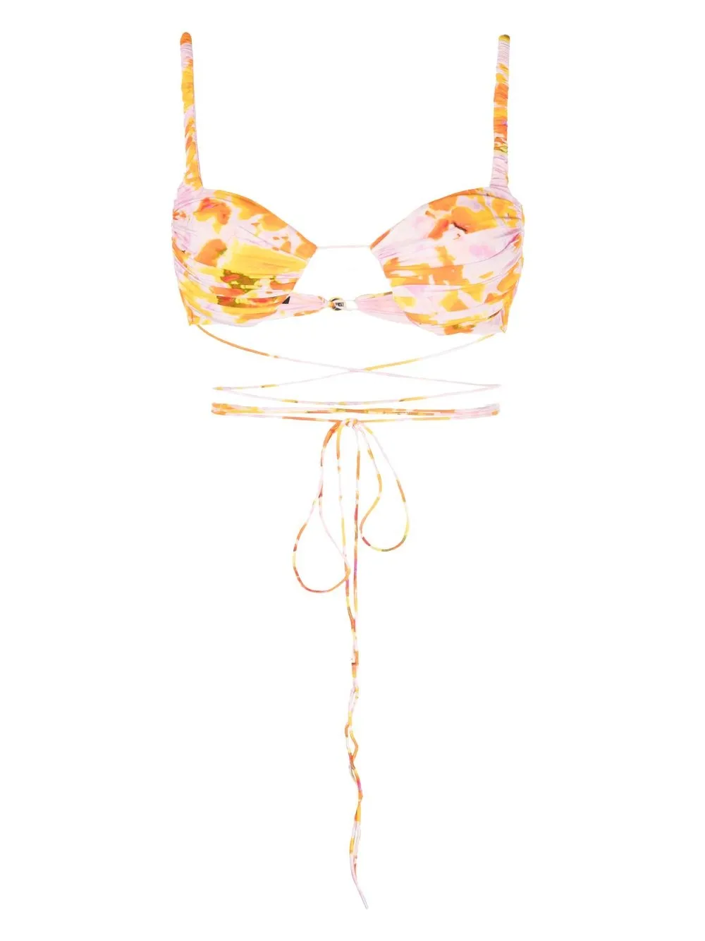 

Alex Perry abstract-print bikini top - Pink