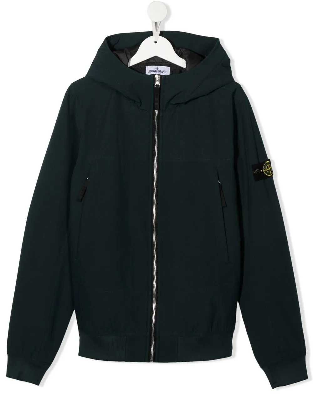 

Stone Island Junior hoodie con parche del logo y cierre - Azul