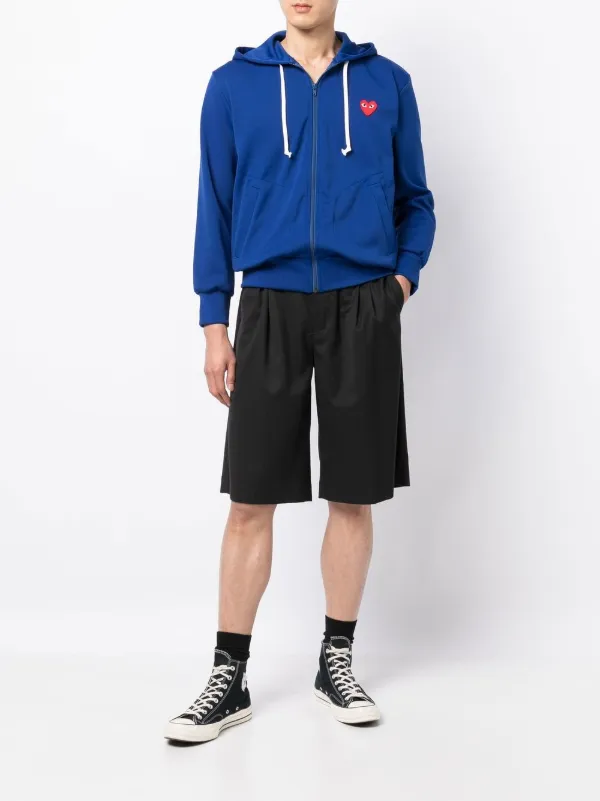 Comme Des Garçons Play logo-embroidered Zip Hoodie | Blue