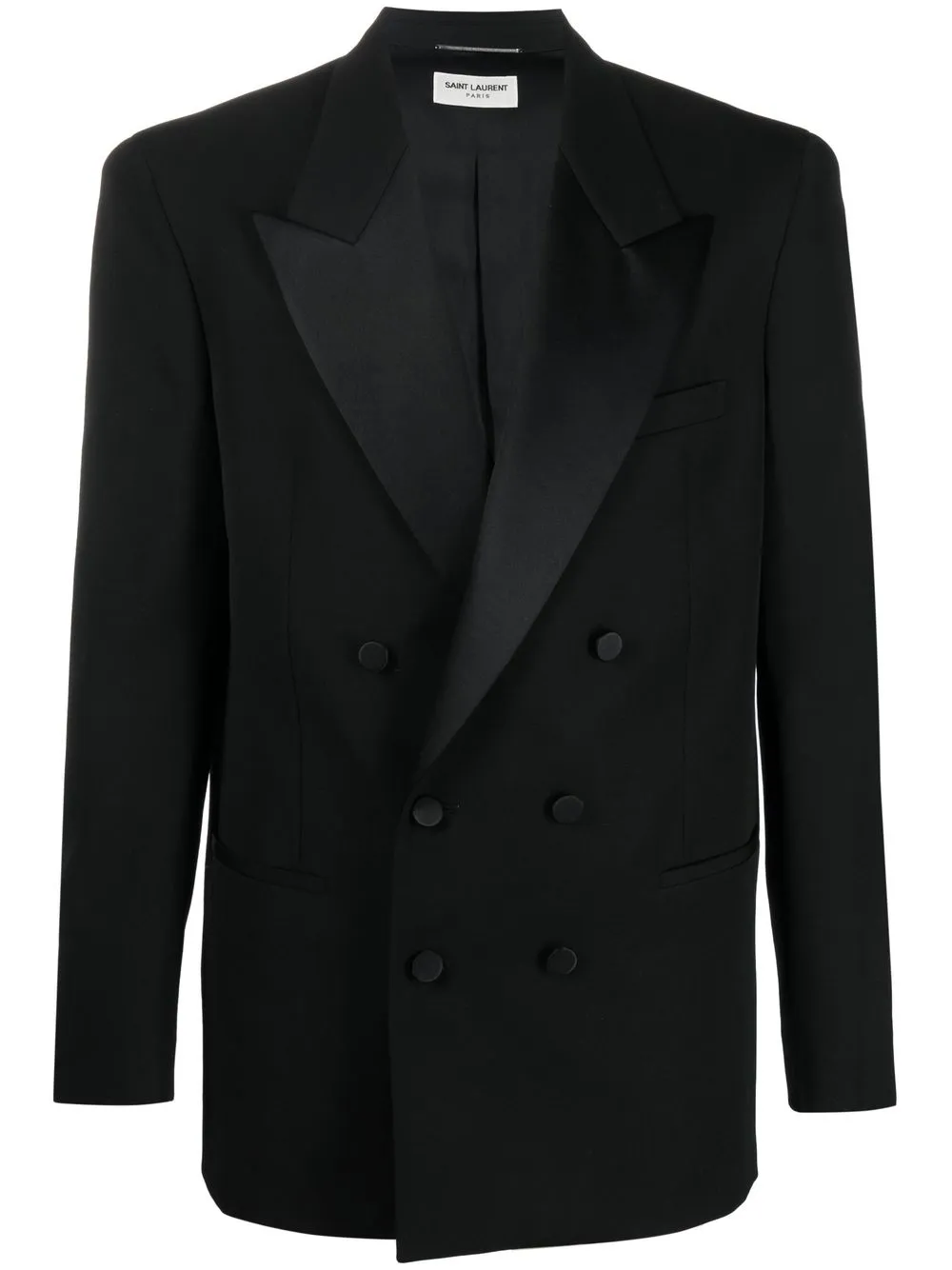 Shop Saint Laurent Double-breasted Wool Blazer In Schwarz