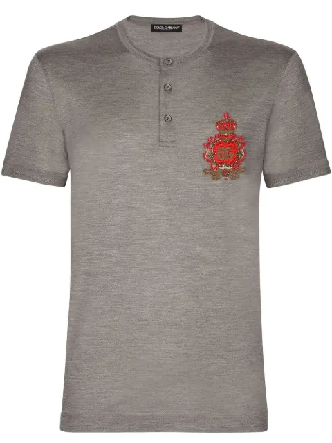 Dolce & Gabbana Camiseta de seda com patch heráldico