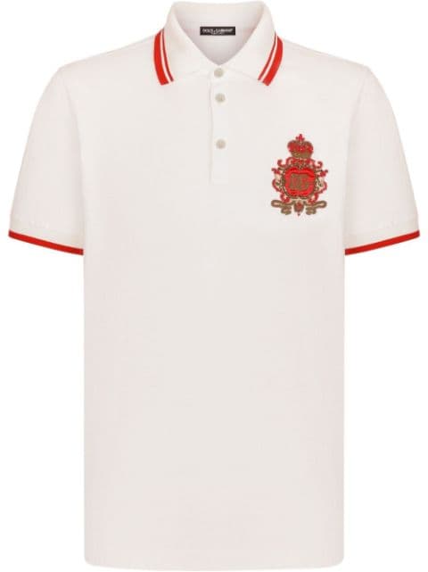 Dolce & Gabbana heraldic-patch piqué polo shirt