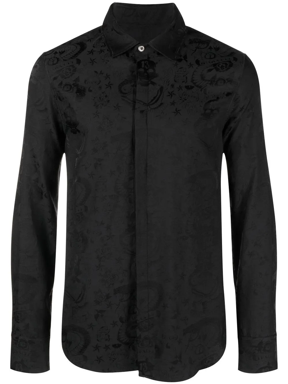 

John Richmond camisa en jacquard Pop Tattoo - Negro