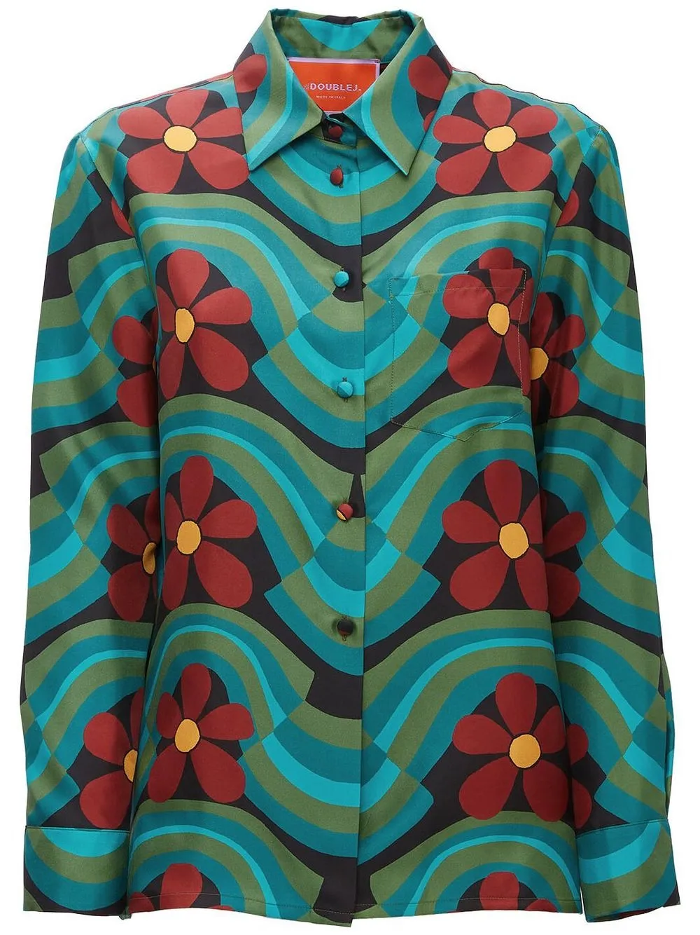 

La DoubleJ Boy graphic-print silk shirt - Blue