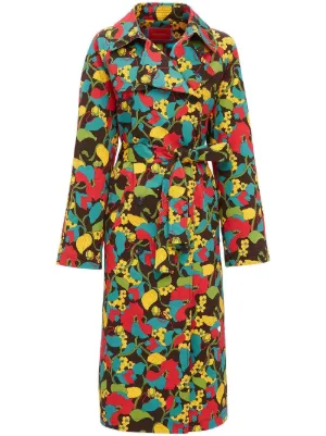 Floral print trench on sale coat