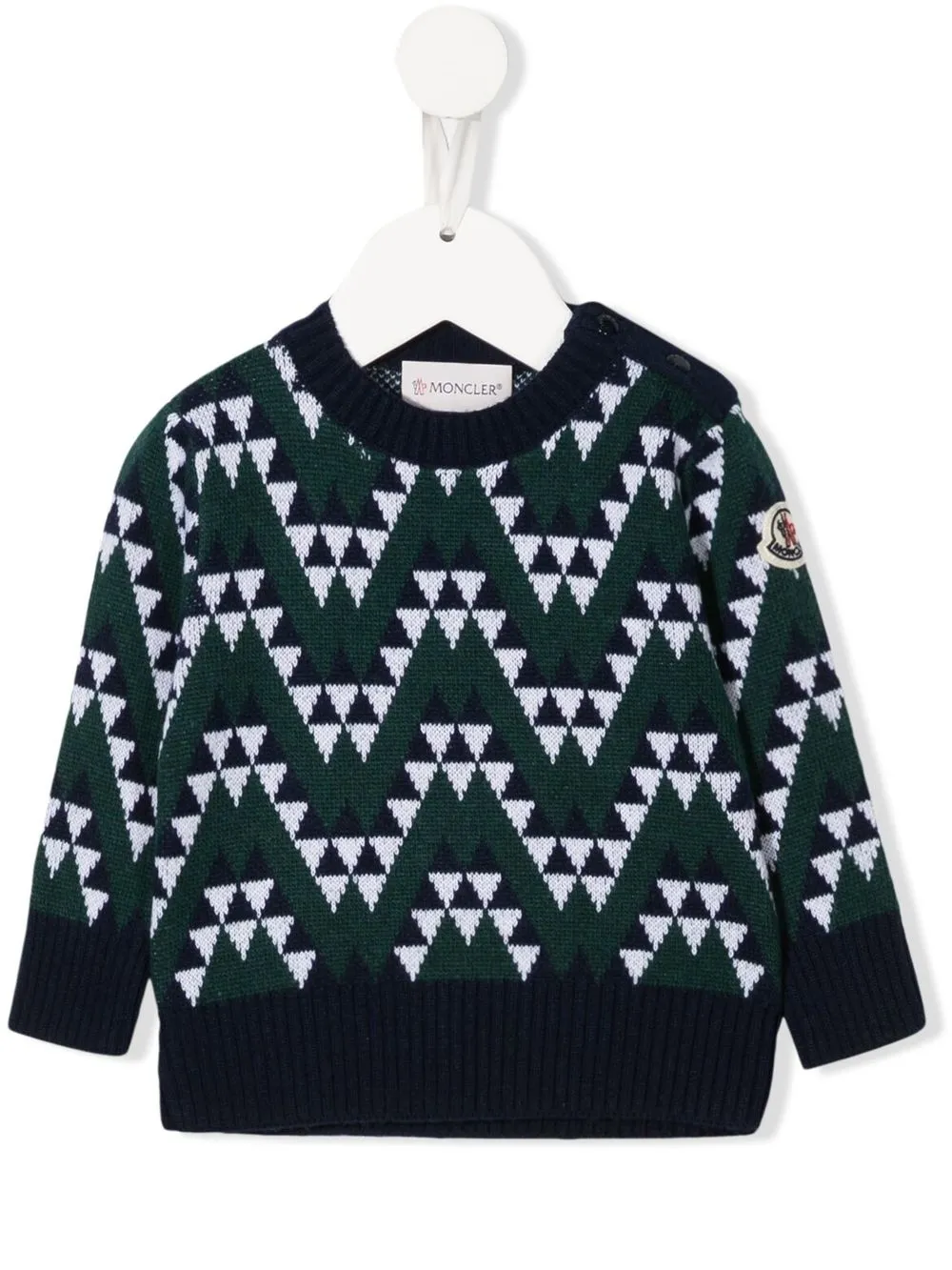 

Moncler Enfant graphic-print virgin wool jumper - Blue