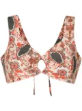 Amir Slama floral-print cropped top - Multicolour