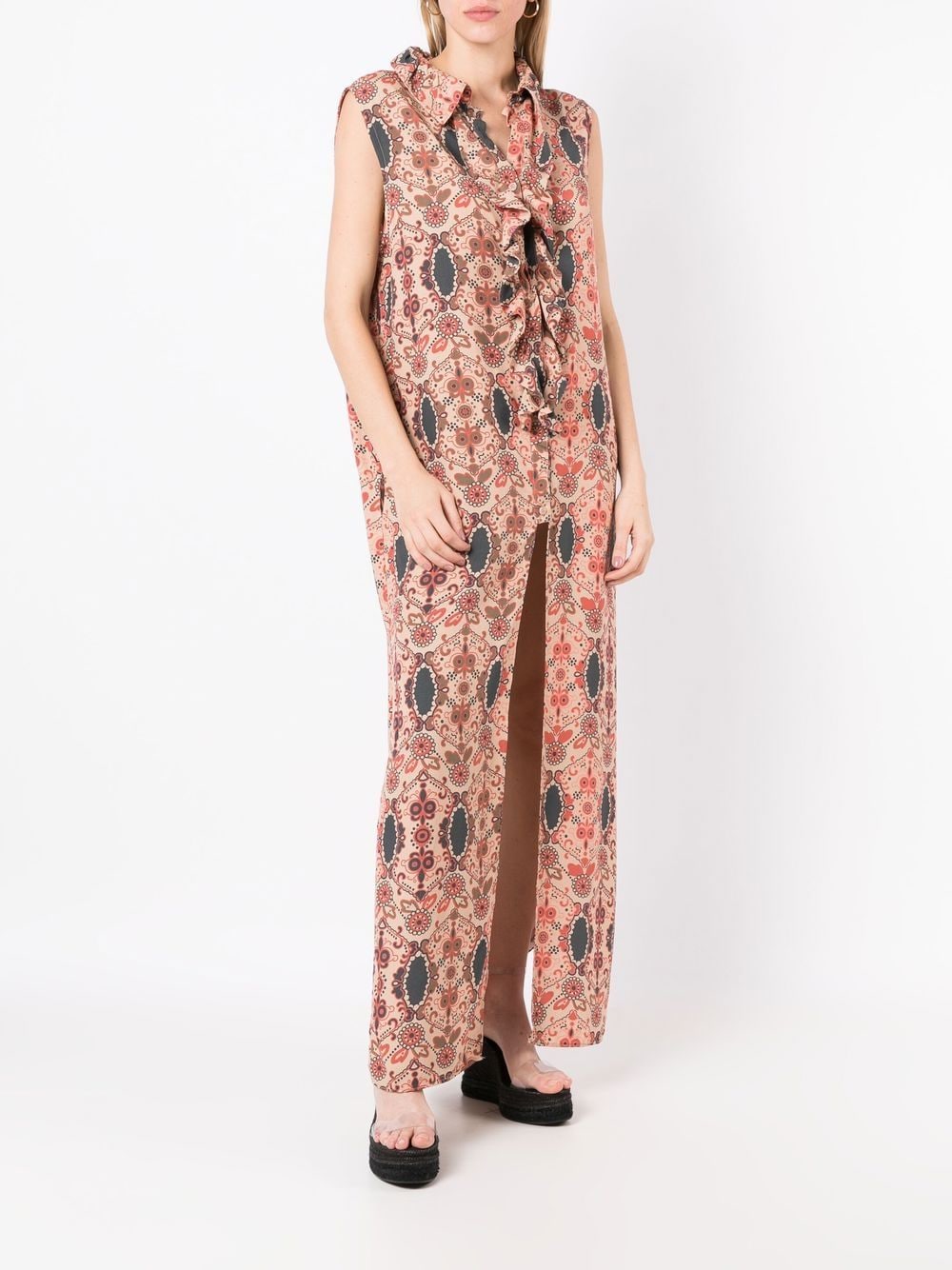 Shop Amir Slama Floral-print Sleeveless Shirt Dress In Multicolour