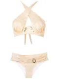 Amir Slama gathered-detail halterneck bikini - Gold