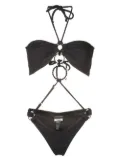 Amir Slama ribbed-detail halterneck swimsuit - Black