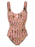 Amir Slama floral-print scoop neck swimsuit - Red