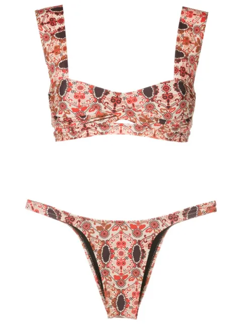 Amir Slama floral-print square-back bikini