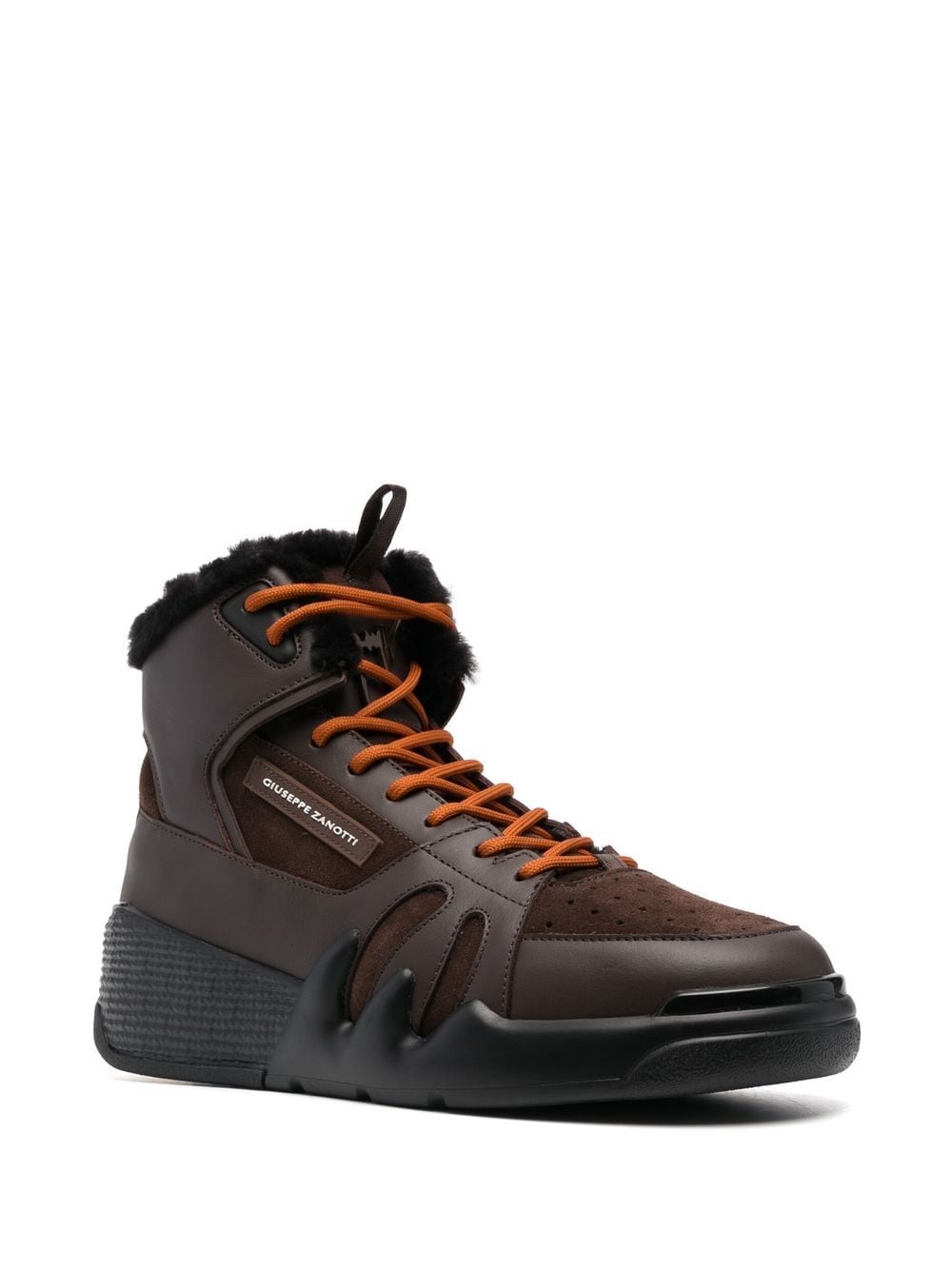 Shop Giuseppe Zanotti High-top Lace Up Sneakers In Brown