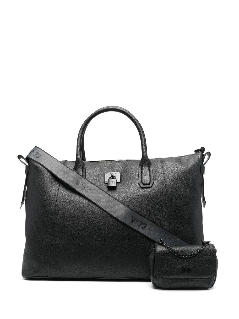 

V°73 tote con asas y logo - Negro