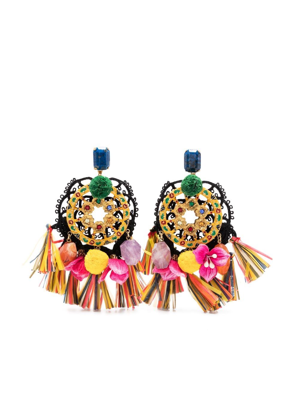 

Dolce & Gabbana Pre-Owned aretes de clip con borla y detalles de strass 2000 - Amarillo