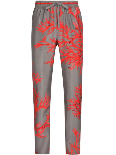 Dolce & Gabbana coral-print silk jogging trousers