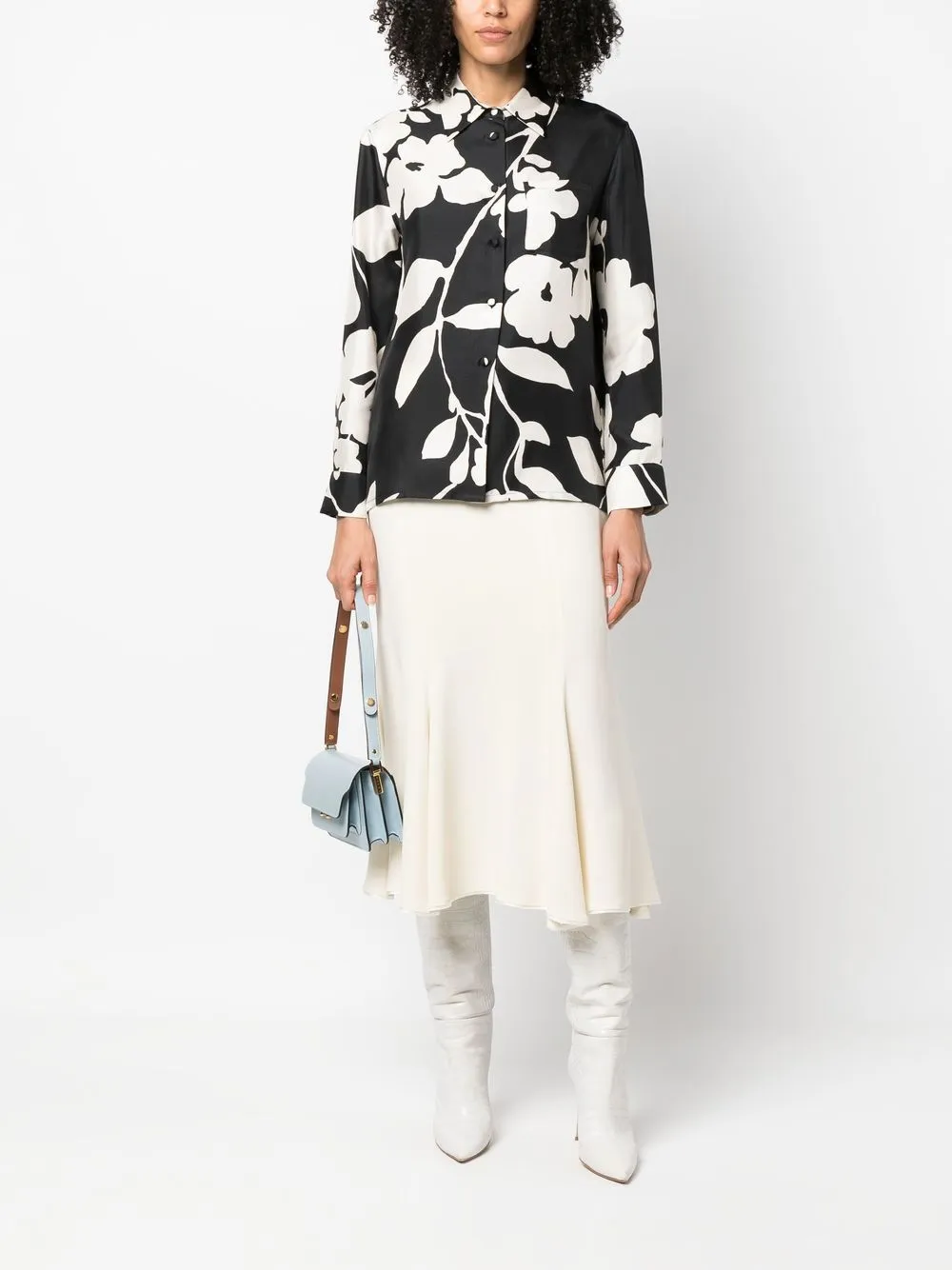 La DoubleJ Blouse met bloemenprint - Zwart