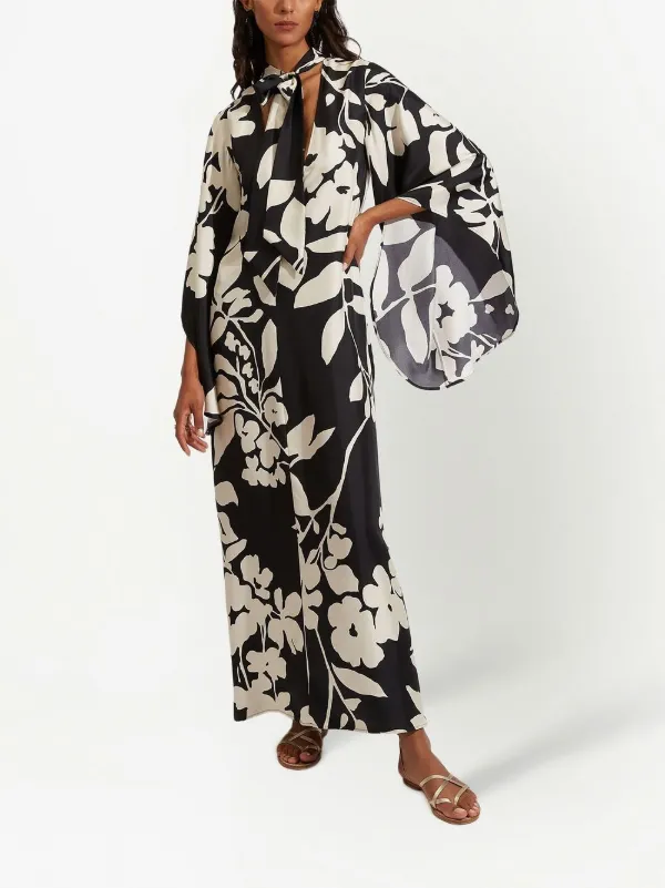 La DoubleJ Magnifico floral-print Silk Maxi Dress | Black