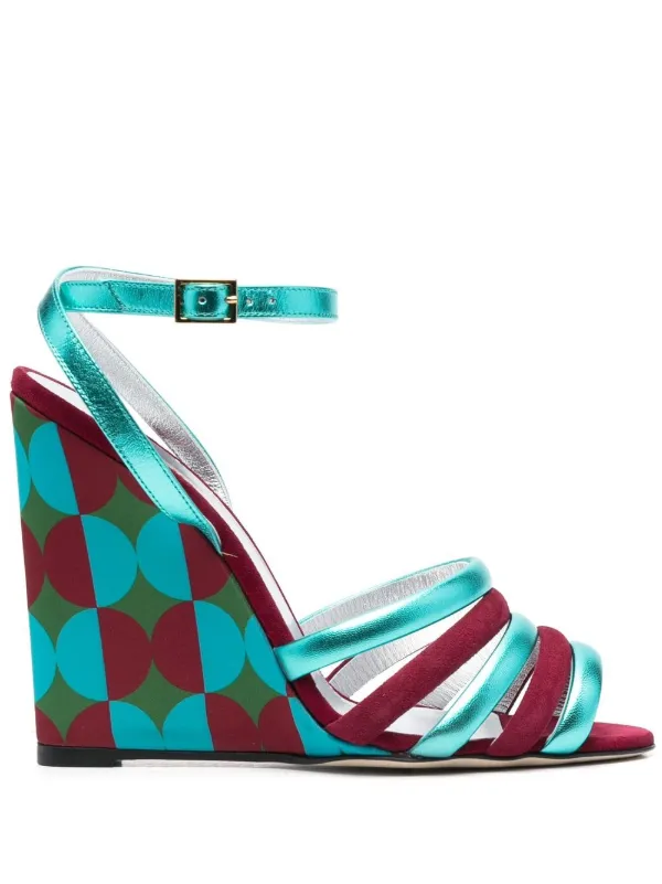 La DoubleJ Tones 135mm Wedge Sandals in Blue