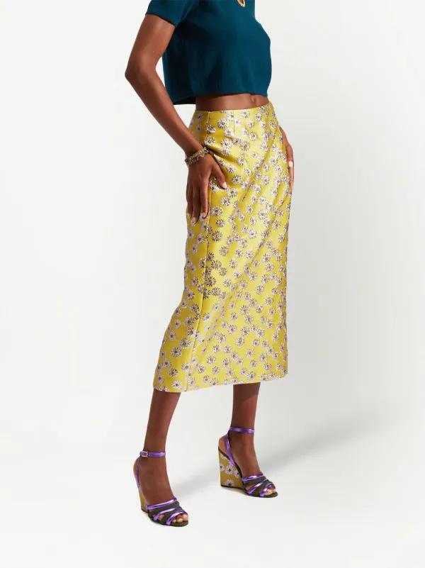 Floral pencil skirt yellow sales