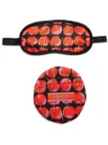 La DoubleJ cherry-print eye mask and case - Black