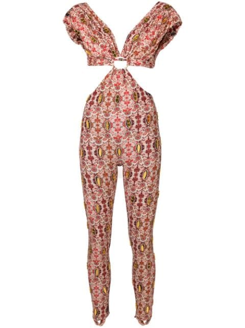 Amir Slama floral-print cut-out jumpsuit