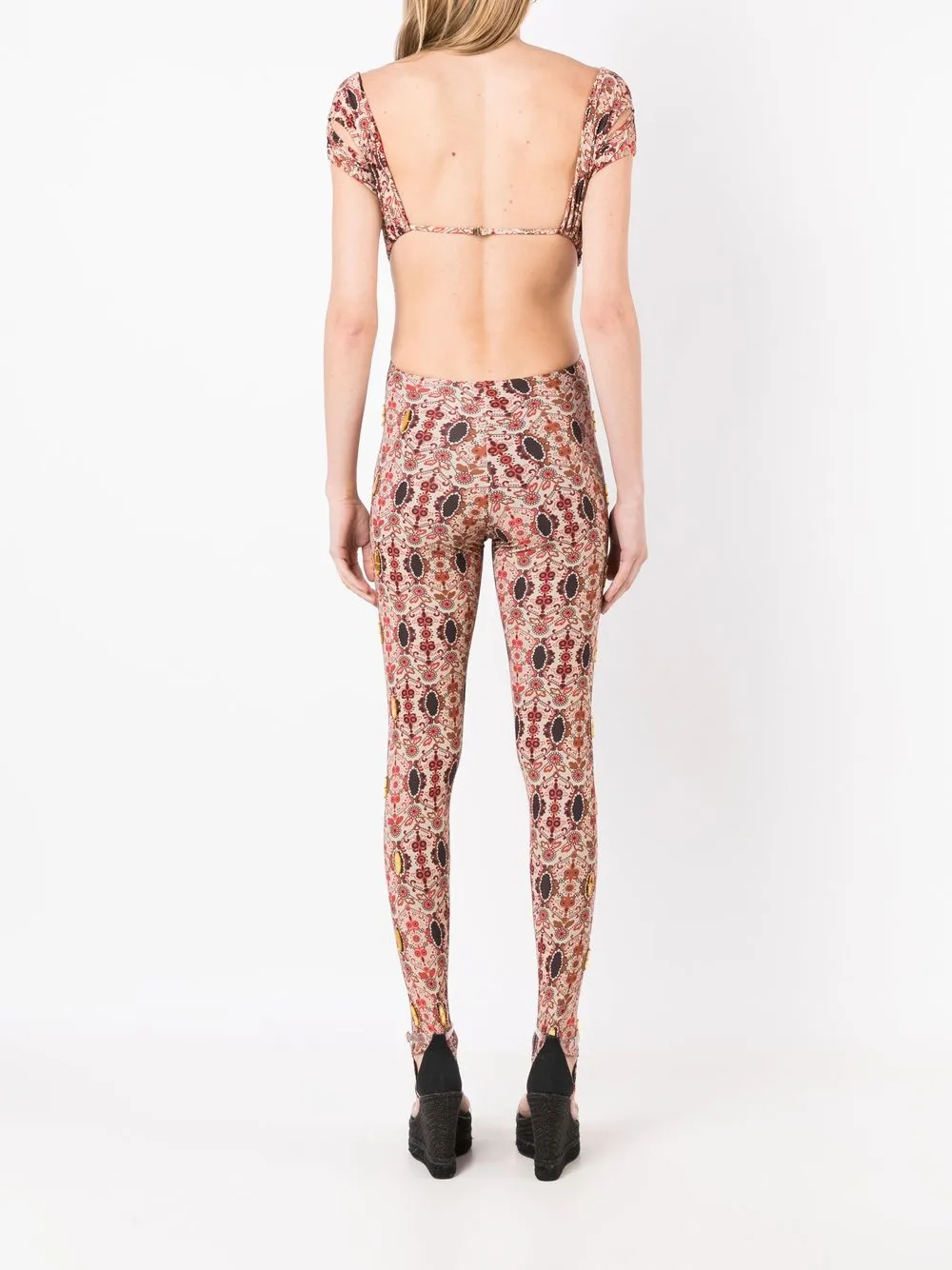 Shop Amir Slama Floral-print Cut-out Jumpsuit In Multicolour