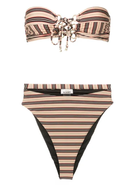 Amir Slama stripe-print bandeau bikini