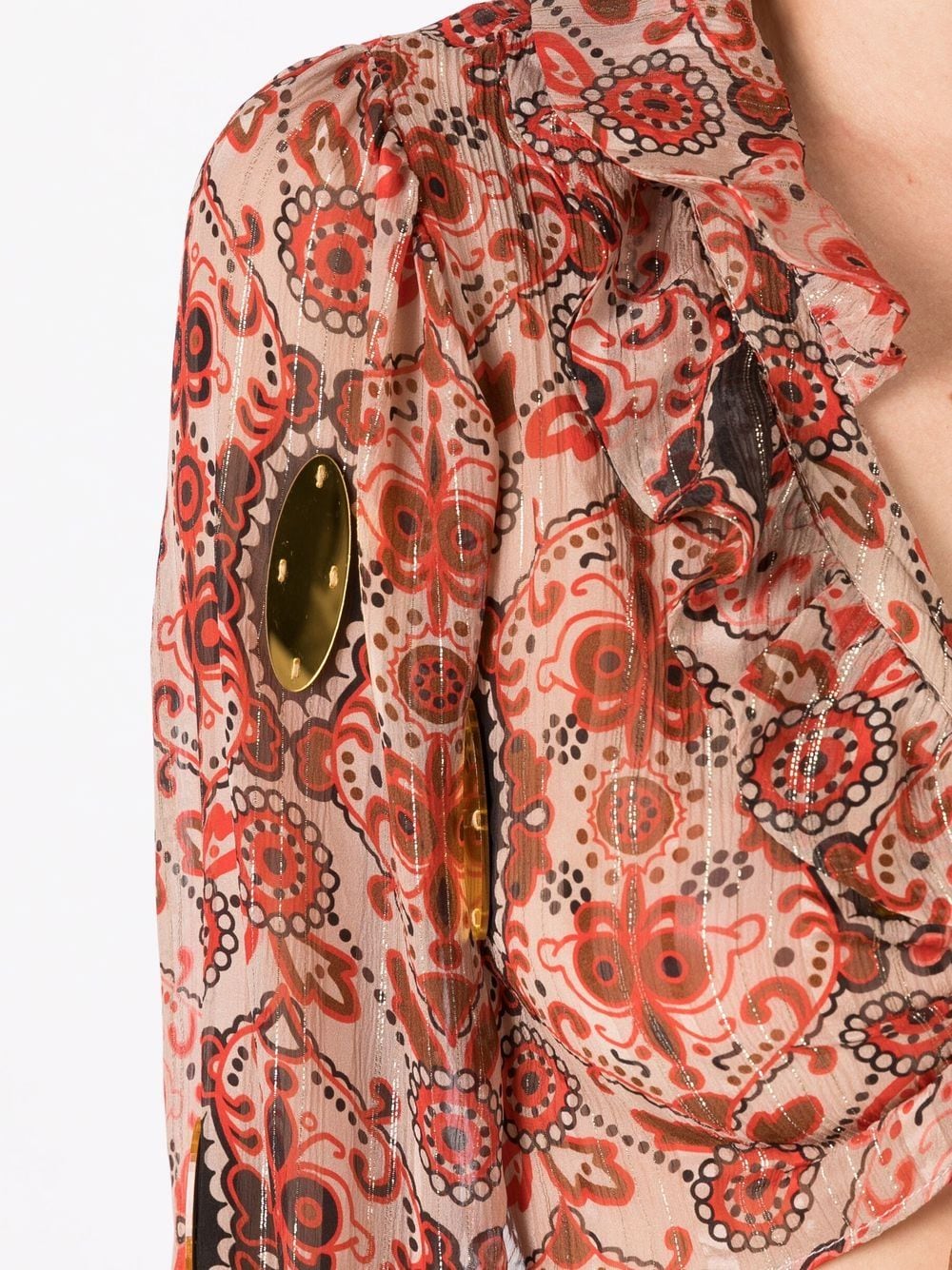 Shop Amir Slama Floral-print Cropped Blouse In Multicolour