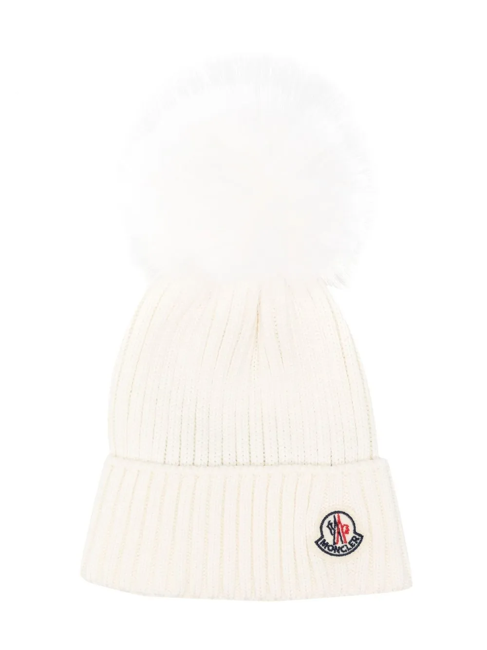 

Moncler Enfant pompom-top rib-knit beanie - White